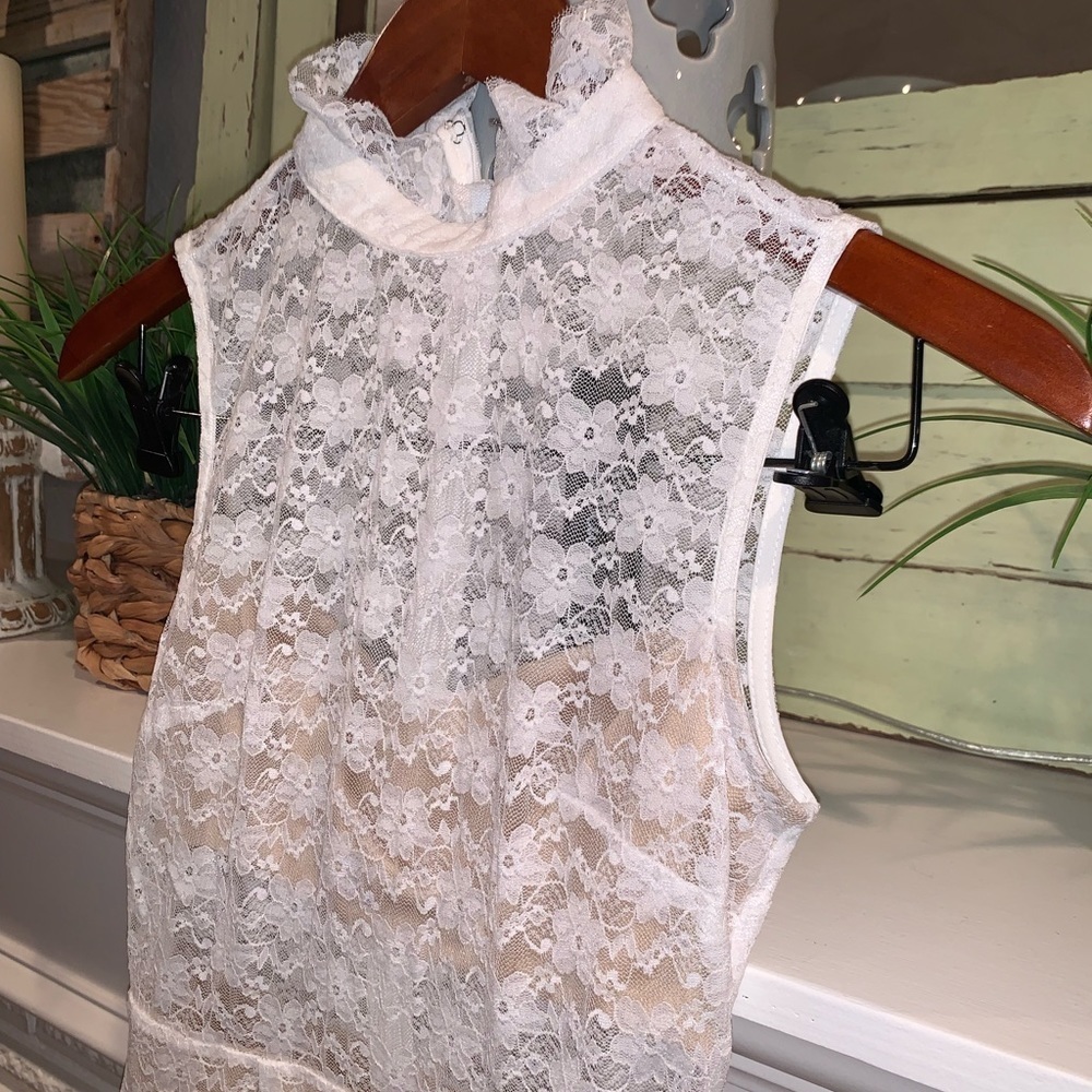 Lulu’s Visions Of Love White Lace Semi Sheer Midi Dress Bridal Formal NEW XS - Picture 4 of 6